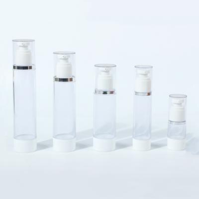 China Cosmetic Round Cylinder Empty Clear Airless Lotion Pump Plastic (20~120)ml AS Bottle For Packaging for sale