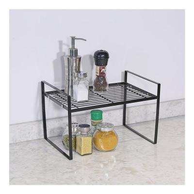 China Wholesale Large Capacity Black Iron Living Room Kitchen Spice Storage Stocked Table Rack for sale