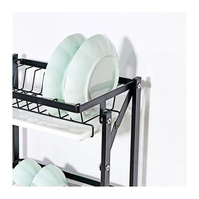 China Durable Stocked Stainless Steel Kitchen Sink Drain Pan Rack Two Layer Folding Draining Rack for sale