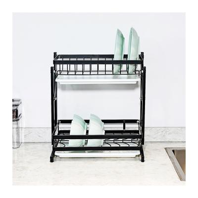 China Wholesale Simple Modern Folding Dish Rack Dish Rack Kitchen Cutlery Stocked Double Rack for sale