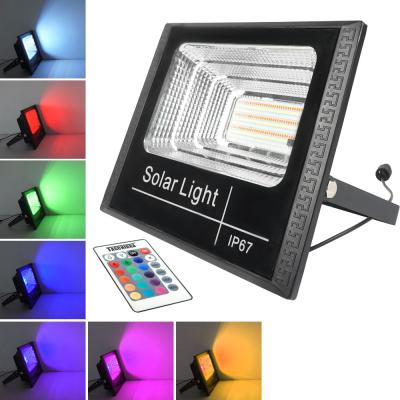 China New RGB Warehouse Flood Light Waterproof IP65 Waterproof Solar High Bright ABS Solar Outdoor Remote Control Flood Light for sale