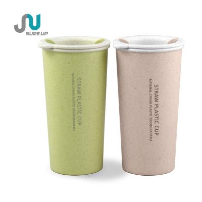 China PORTABLE Wheat Straw Portable Broken-Resistant Plastic Straw Water Cups Plastic Material Water Bottle for sale