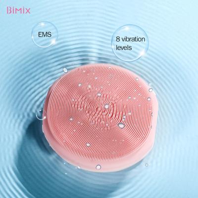 China Pink Waterproof Acne Treatment Bimix 2022 Mini Vibration Exfoliate Sonic Electric Led Silicone Face Cleansing Brush for sale