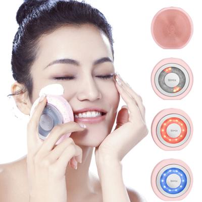 China Bimix Acne Treatment 5 in 1 Rechargeable Electric Vibrating Silicone Face Massager Sonic Cleansing Brush for sale