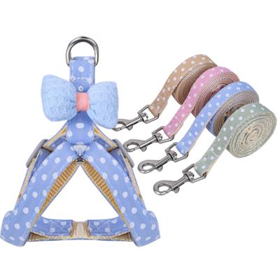 China Amazon Best Seller Sustainable Bow Tie Pet Harness Set With Leash For Dog for sale