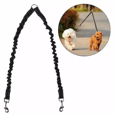 China Double Dog Leash Bungee Walking Leads High Quality Reflective Pet Elastic Coupler For Twin Dogs Leashes for sale