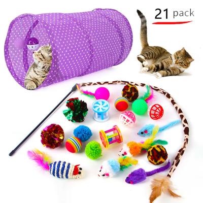 China Amazon Best Seller 21 Stocked Package Cat Toys Set for sale