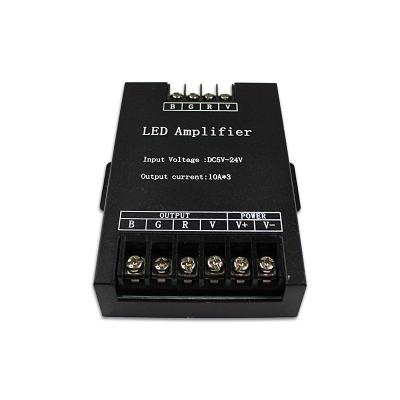 China DC12V-24V Iron Shell RGB Amplifier Led Amplifier For 3528 RGB LED Strips 5050 Led Modules , 3 Channel 24A 576W Power Amplifier L83*W79*H33 mm for sale