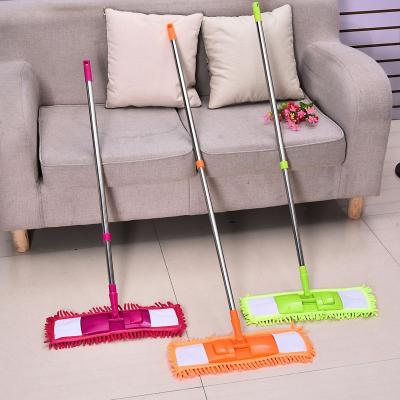 China Sustainable Flexible Handle Chenille Flat Mop Household Wet Dry Cleaning Head Floor Home Dust Clean Tool Microfiber Pads for sale