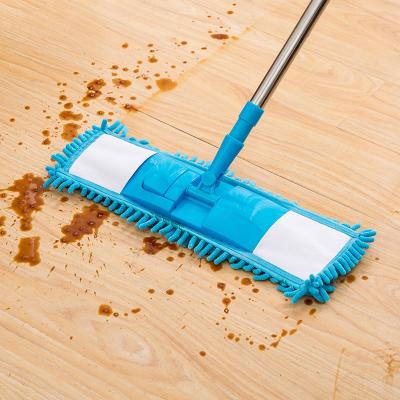 China Sustainable Household Wet Dry Cleaning Mop Head Floor Home Dust Clean Tool Microfiber Pads Flexible Handle Chenille Flat for sale