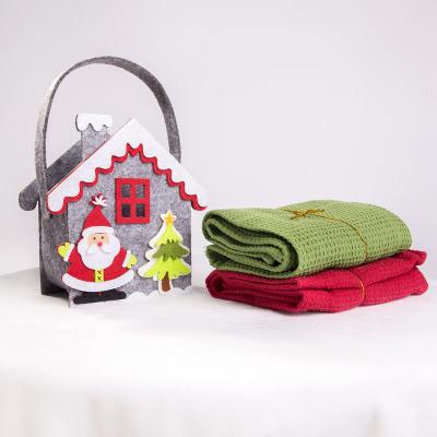 China Christamas Santa Claus 2021 Home Decoration Shaped Basket With Cotton Waffle Towel Christmas Gift Ideas for sale