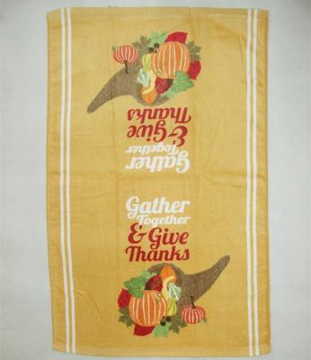 China Wholesale QUICK DRY 100% Cotton Pumpkin Design Kitchen Tea Towels For Halloween for sale