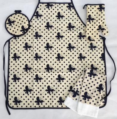 China Customized Printed 4pcs Kitchen Textile Apron Set For Female for sale