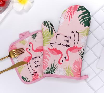 China Hot Selling Printed Cotton Oven Gloves Kitchen Set for sale