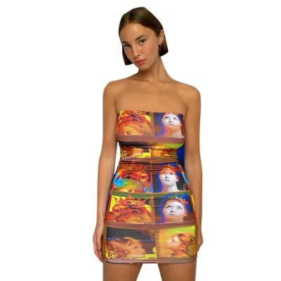 China 2022 New Summer Insti Nightclub Amenities Ladies Tube Anti-Static Casual Club Party Wholesale Women's Sexy Club Dress Anti-Static Hot Printed Sexy Club Dress for sale