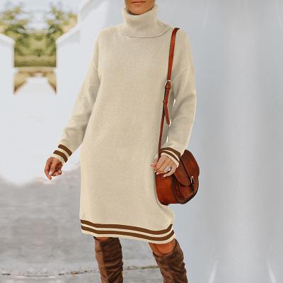 China Anti-Wrinkle Anti-Wrinkle Winter Dresses Women Sweater Dress Women Female Clothing Knits Long Soft Sleeve Knitted Midi Women Turtle Neck Sweater Dress for sale