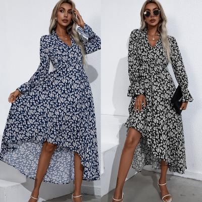 China Long Maxi 2021 Summer Boho Dress Women Flare Sleeve Print Bohemian Ladies Asymmetrical Casual Elegant Floral Anti-Static Dress Wholesale Anti-Static for sale