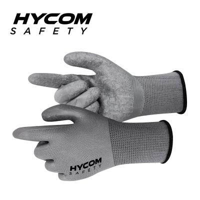 China Protective Hand HYCOM P13CL Handling Latex Polyester Coating Glove For Garden Working& Industry for sale