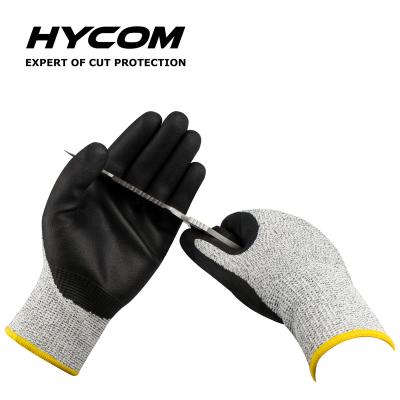 China Cut resistant glove sandy nitrile coated en388 certified level 5 gloves for automotive industry for sale