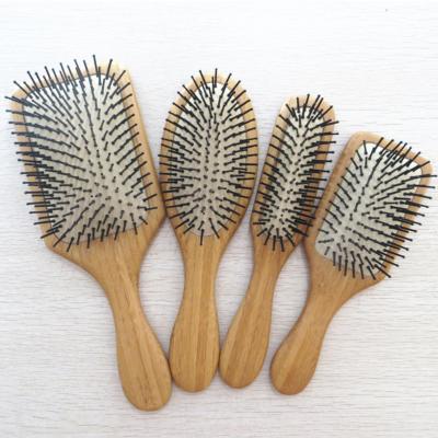 China Cushion Massage Bamboo Hair Brush With Metal Teeth Large Size for sale