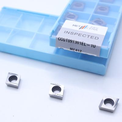 China Klasse MF412 Gecementiseerd Carbide CCGT09 Carbide Insert Boring Insert voor het snijden van laagvoerstaal Positieve Insert CCGT09T301EL-1U Te koop