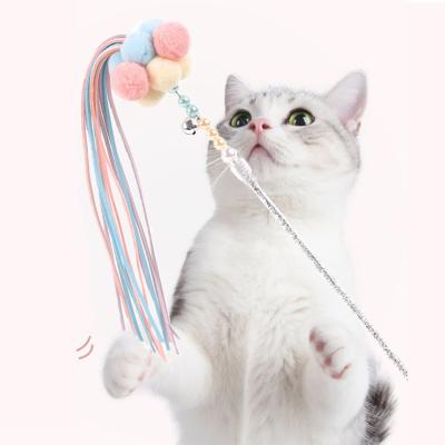 China Viable Hot Selling Pet Supplies Cat Toy With TheCat Colorful Bell Interactive Toys Funny Cat Stick for sale