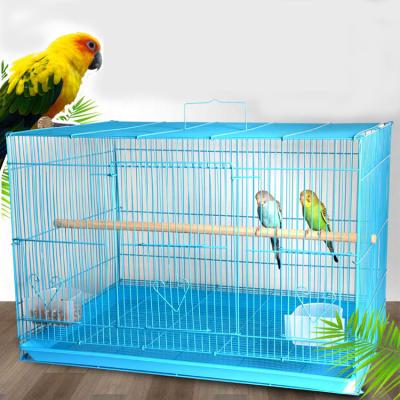 China Iron Viable Foldable Quadrate Cage Pet Classic Style With Double Wooden Stand Medium Birdcage for sale