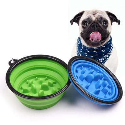 China Cheap Viable Acrylic Dog Cat Pet Silicone Feeding Water Bowls Colapsible Slow Feeder For Travel for sale