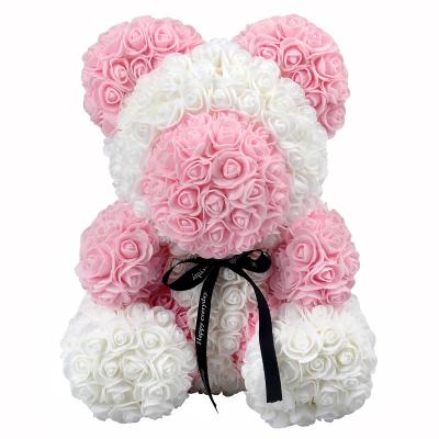 China Valentine's Day Gift 40cm Cute Bear Flower Natural Touch Customized Artificial Flower Teddy Rose Bear for sale