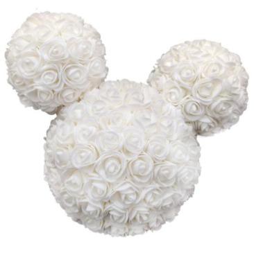 China Factory direct sale natural handmade white PE artificial foam rose Mickey head bouquet with wrapping flower paper for sale