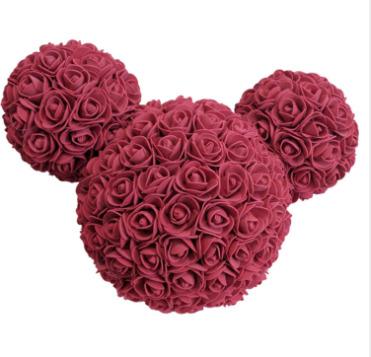 China Custom Cute Natural Touch Mickey Flower Head Artificial PE Foam Rose Mickey With Bouquet Paper Holder for sale