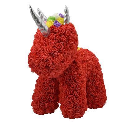 China 40cm Rose Bear Simulation Flower Unicorn Customized Design by Natural Touch with PVC Gift Box for sale