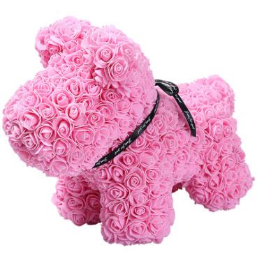 China Hot Selling Natural Touch Rose Flower Dog Artificial Moss Flower Mother's Day Gift Preserved Flower Dog for sale