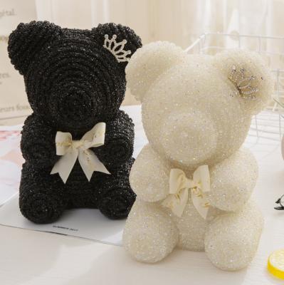 China Hot selling automotive custom 25cm valentine gift teddy bear diamond crystal crystal rose bear with box for sale