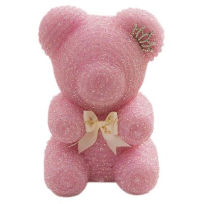 China Custom Automotive Factory Logo 25cm Multicolor Optional Teddy Bear Crystal Rose Bear With Box Gift for sale