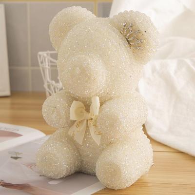 China Luxury Automotive Rose Crystal Teddy Rhinestone 25cm Diamond Rose Bear With Gift Box Birthday Present for sale