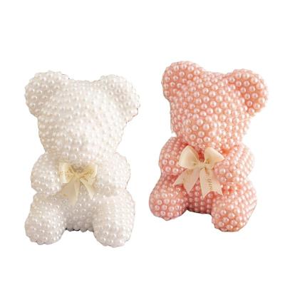 China 2022 New Touch Pearl Bear Wedding Decoration Foam Natural Handmade Bear Shape Artificial Pearl Bear for sale