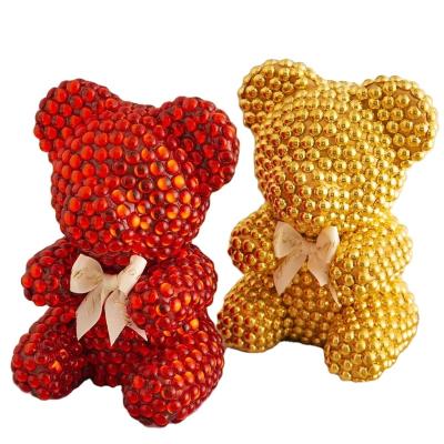 China Natural Touch Makers Customize Various Colors 25cm Handmade Pearl Bear Gifts For Girlfriends for sale