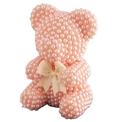 China New creative natural touch 25cm Valentine's Day gift birthday gift pearl bear ribbon for sale