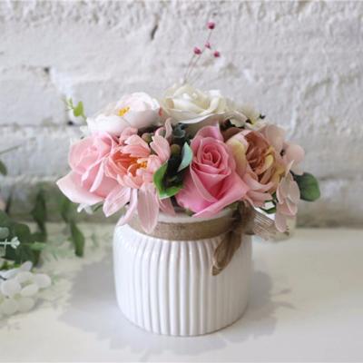 China Beautiful natural home decorative artificial flower potted table decorative soap flower for sale