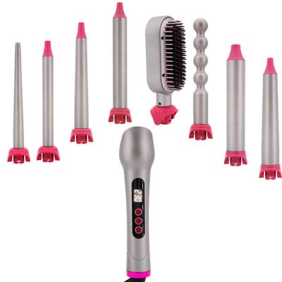 China Hair Curling Logo Professional High Temperature Settings Custom Made With LCD Display Wand Set Hair Curler Interchangeable Curling Wand for sale