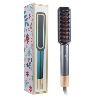 China New Arrival 2-in-1 Commercial Portable Hot Tourmaline Ceramic Hair Straightener Comb Brush For Home Salon Styling for sale