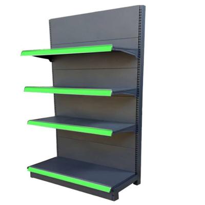 China Single Sided Attractive Super White Market Equipment Shelves Metal Shelf For Grocery Store for sale