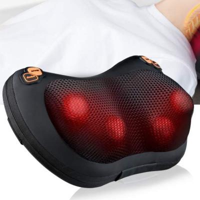 China Ultra Relaxing Vibrating Neck Pillow PU Homedics Shiatsu Massage Pillow With Heat for sale