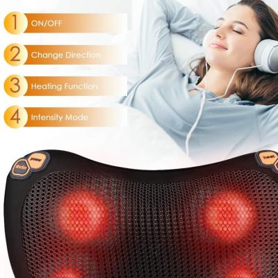 China Hotel Heated Vibrating Pillow Homedics Rechargeable Shiatsu Heated Massage Pillow for sale