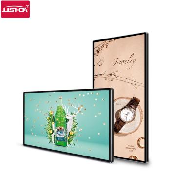 China Indoor High Quality Ultra Thin Frame TV CE Rohs Ip65 Ultra Thin Floor Standing Digital Advertising Signage Screen for sale