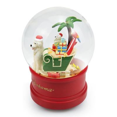 China Custom Europe Gift Snowball Souvenirs Ornament Snow Globes Western Rotating Christmas Snow Globe 120mm Luxury Snow Ball Gift Sleigh for sale