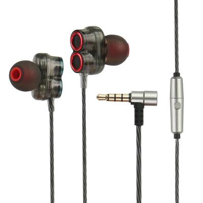 China 2020 Crystal Sound Dual Driver Stereo Earphones Dynamtic Bass Sport Running Headset Earphone with Type C or 3.5mm Connector for sale