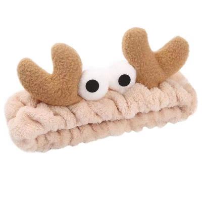 China Hot Selling Amazon Soft Feeling Face Wash Headband. Rabbit Ears Antlers Headband Plush Bow Headband for sale