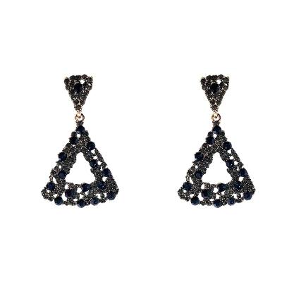 China FASHIONABLE hot selling flash diamond exaggerated earrings in Europe and America. Ladies Temperament Triangle Earrings Long for sale